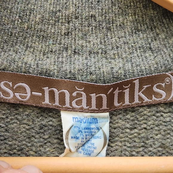 SEMANTIKS Women's Cardigan Medium Green Vintage Lambswool Angora Sweater - Picture 2 of 9